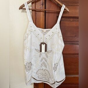 Anthropologie Embroidered Sleeveless Top